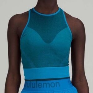 Lululemon Seamless Mesh Supportive Training Tank Top Poolside Blue Size 10